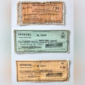 Collectible 1 Sears, Roebuck & Co +2 Spiegel Vintage Rebate Coupons Bank notes.